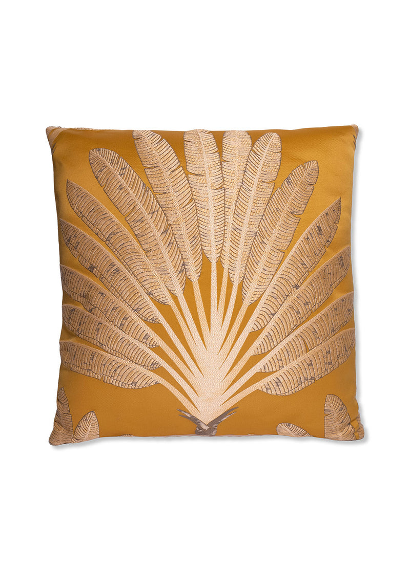 Sarı Palmiye Desenli Yastık