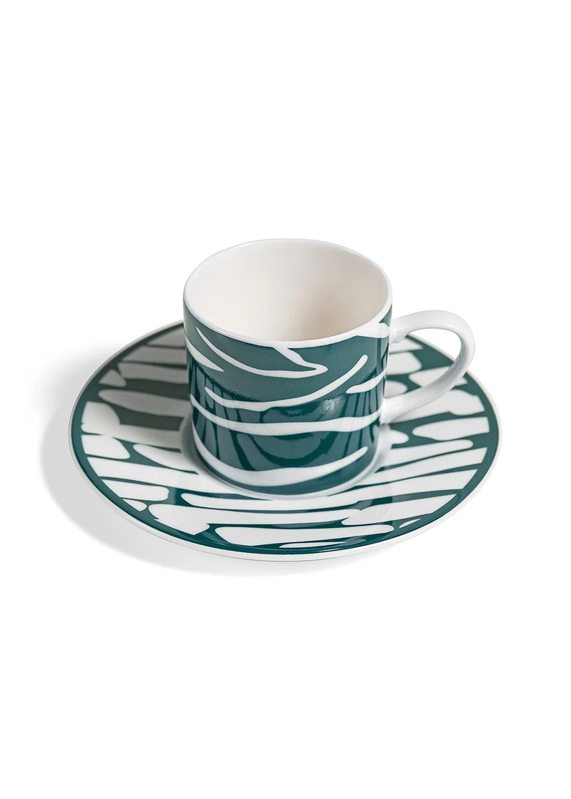 Zebra Desen Petrol Renk Kahve Fincanı