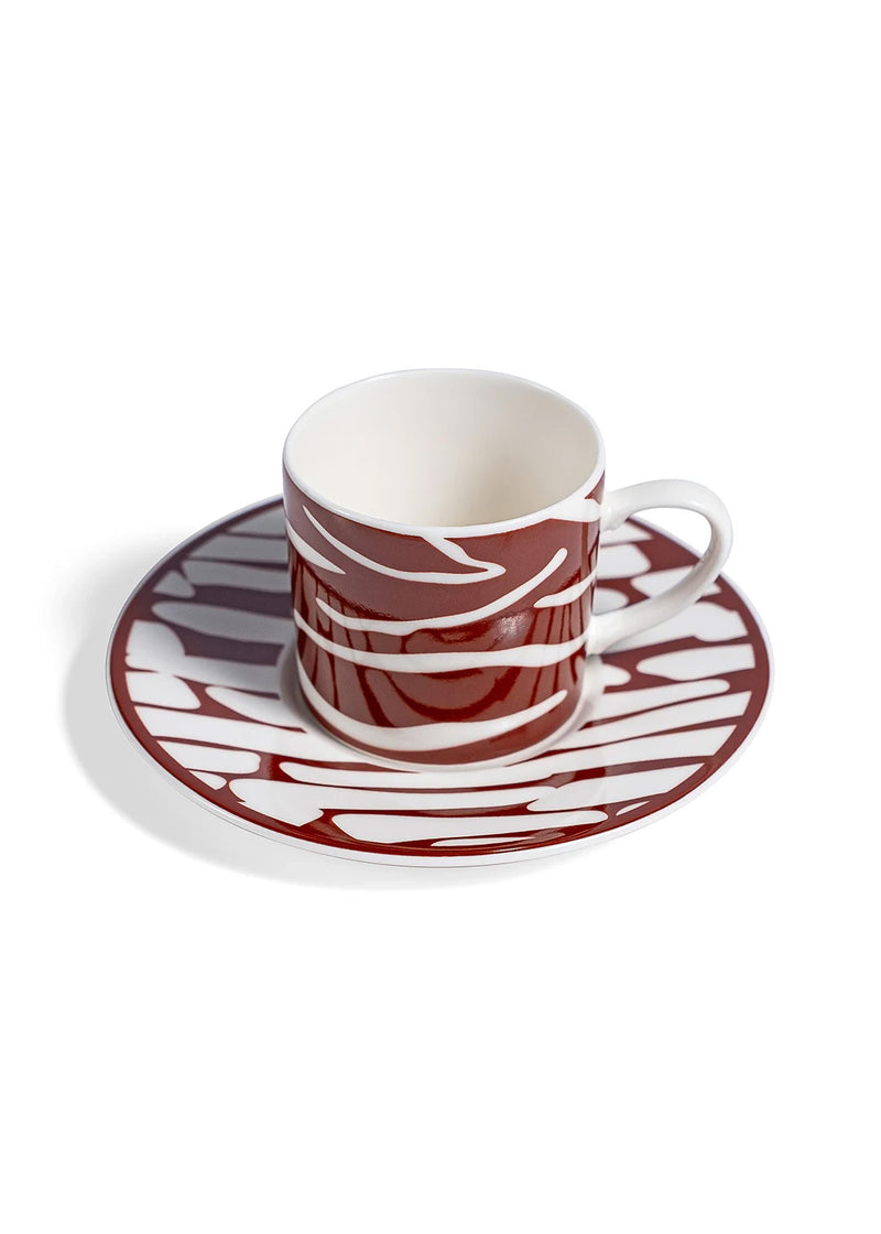 Zebra Desen Bordo Renk Kahve Fincanı