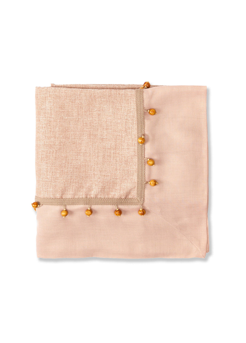 Pembe Ahşap Boncuklu Masa Örtüsü