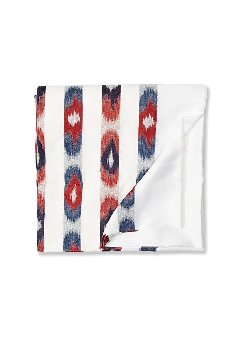 Kırmızı Pembe Renk İkat Desenli Masa Örtüsü