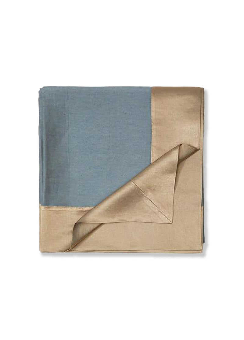 Keten Çift Taraflı Mavi - Vizon renk Masa Örtüsü