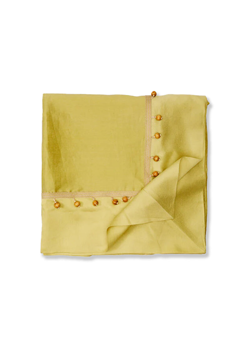 Yeşil Tahta Boncuklu Masa Örtüsü