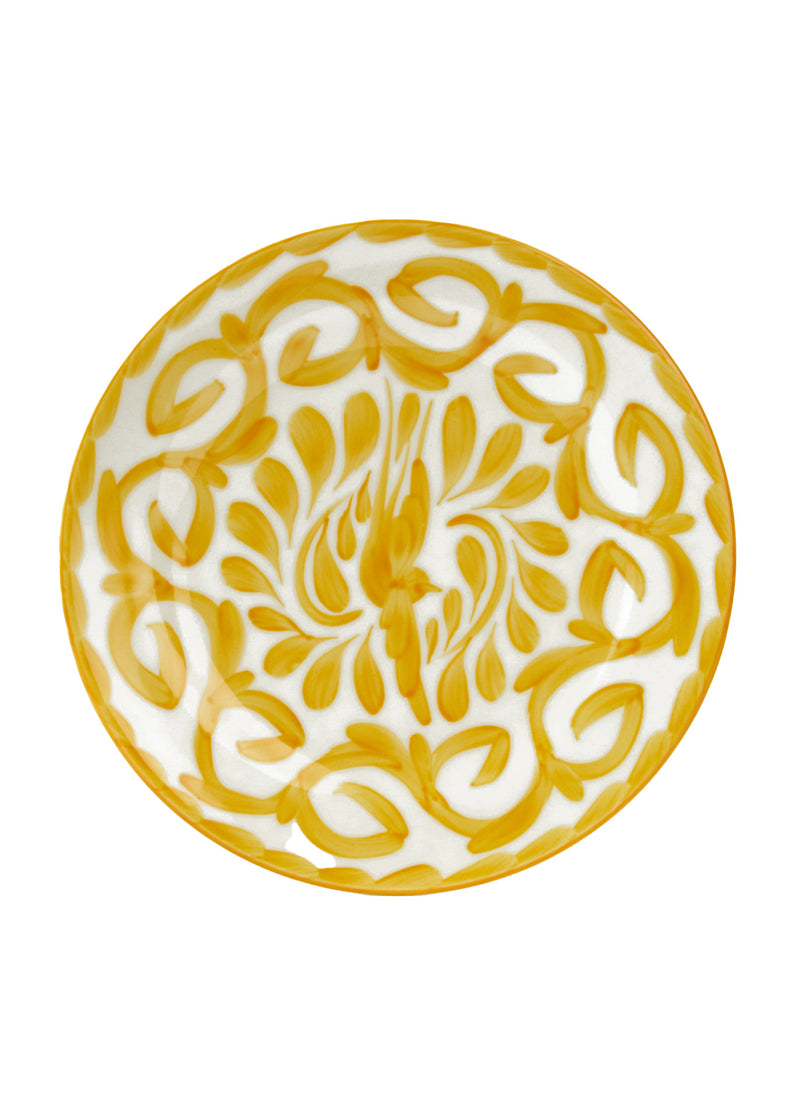 Sarı El Boyaması Porselen Tabak