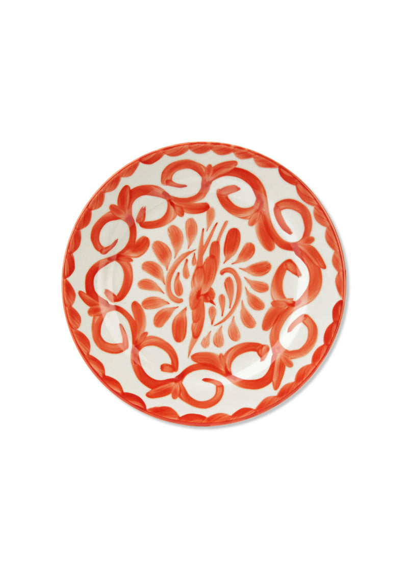 Kırmızı El Boyaması Porselen Tabak