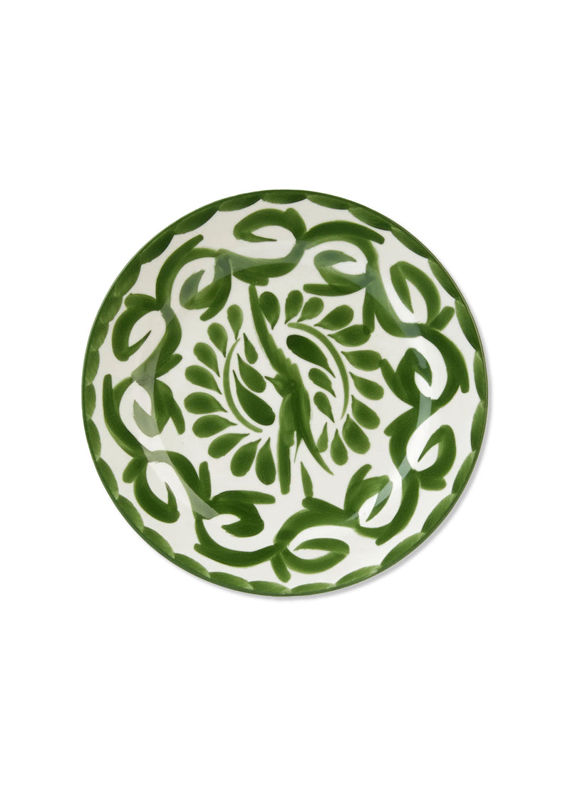 Yeşil El Boyaması Porselen Tabak