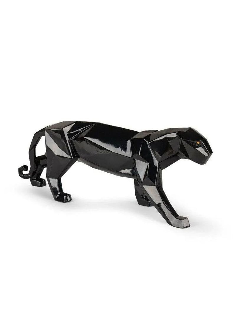 Sırlı Siyah Panter Heykeli