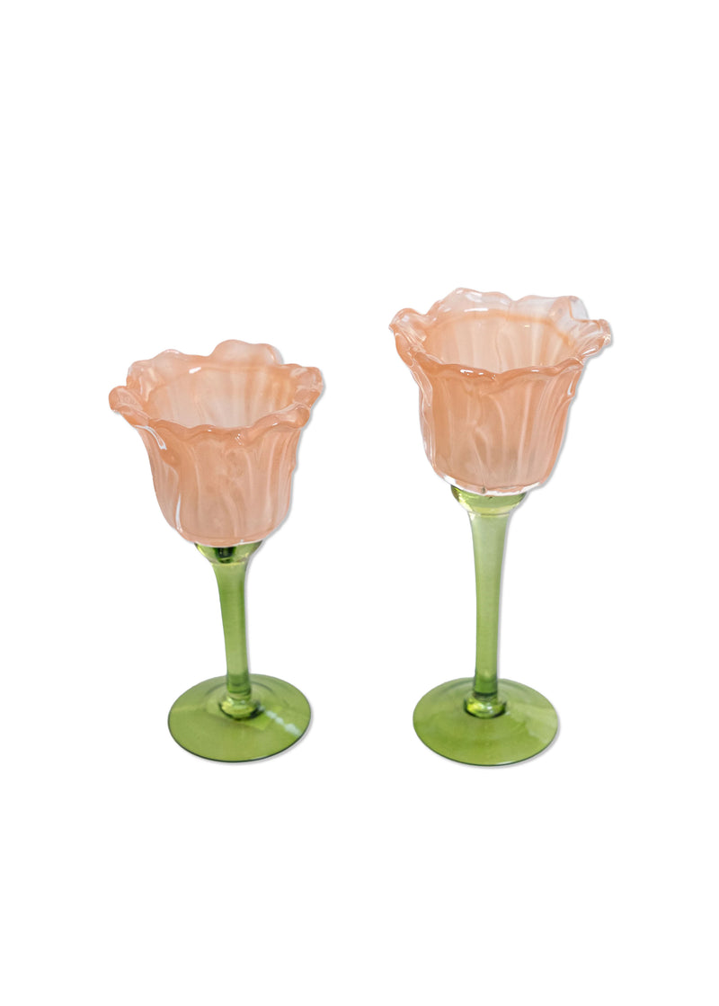 Çiçek Formlu Cam Kadeh Mumluk